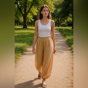 Zara ZW Collection Pleated Peach Sheer Harem Balloon Pants Limited Edition S